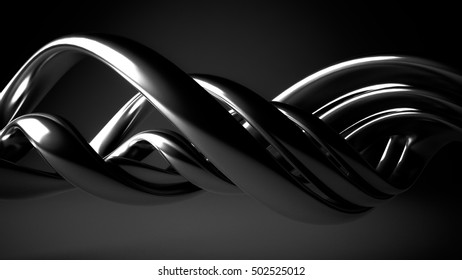 Black, stylish, modern metallic background with smooth lines. 3d illustration, 3d rendering.