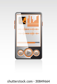 Black stylish player with orange interface. Vector in my portfolio
