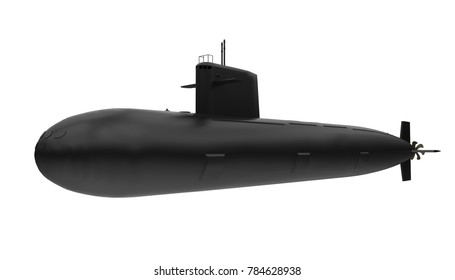 Black Submarine Isolated. 3D rendering