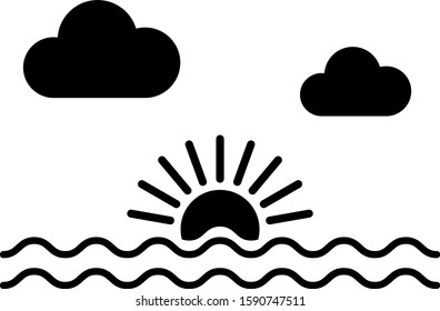 Beach Sunset Black and White Stock Illustrations, Images & Vectors