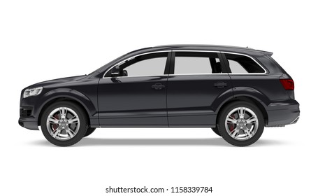 Black SUV Car Isolated (side view). 3D rendering