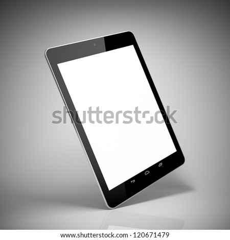 Black tablet computer with touch screen blank