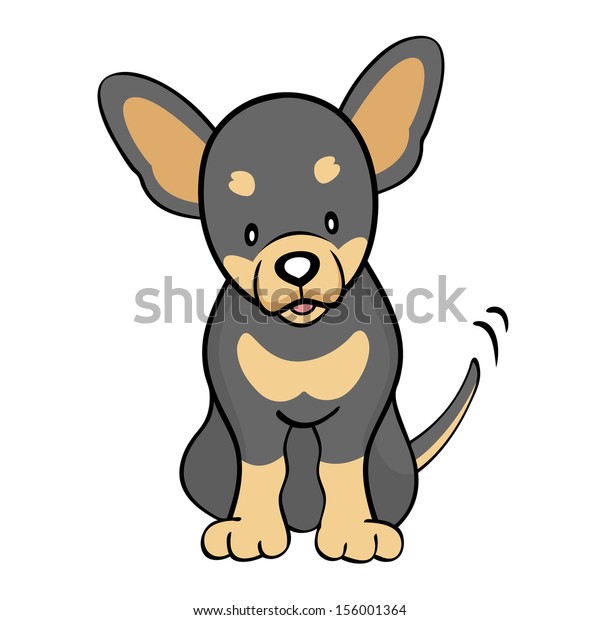 Black Tan Chihuahua Isolated Stock Illustration 156001364