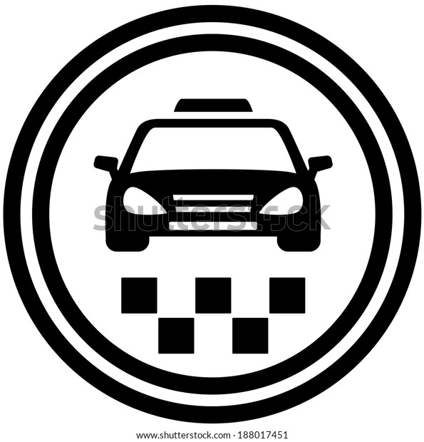 black taxi\
round icon - passenger transport\
symbol