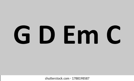 Black text of G, D Em and C on gray background. Key of Em (E Minor) on plain texture for music Background. - Powered by Shutterstock