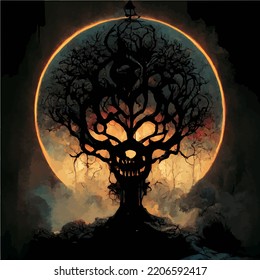 A Black Throne Tree Growing With An Evil Aura