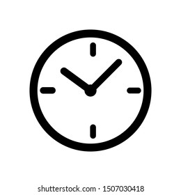 Icono de reloj negro aislado en fondo blanco
