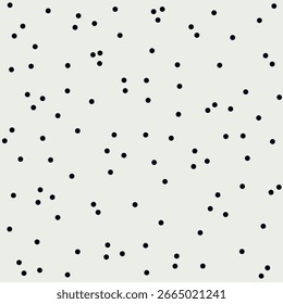 Black tiny polka dot all over print and pattern design for dress, skirt, shirt, apparel and other uses.