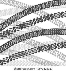 Black Tire Tracks Wheel Car or Transport Background on Road Texture Pattern for Automobile. illustration of Track