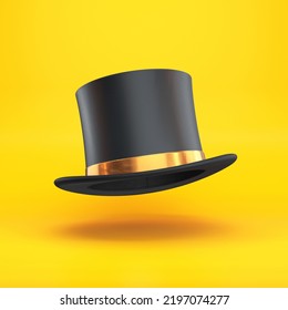 Black Top Hat Gold Ribbon Floating Stock Illustration 2197074277 ...