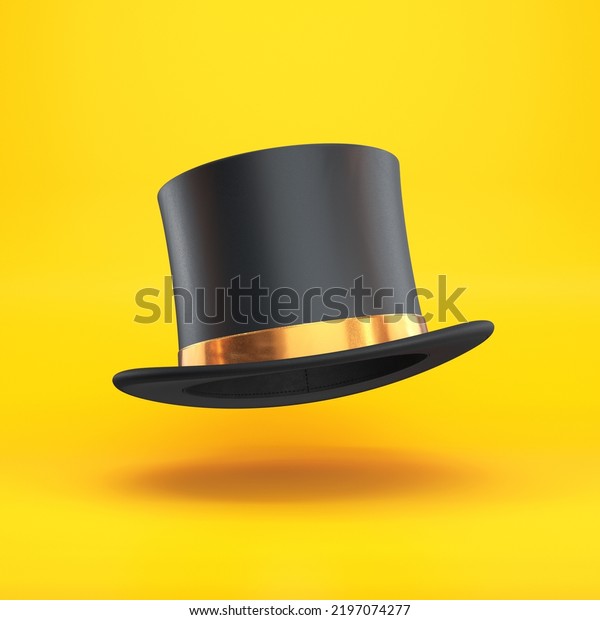 Black Top Hat Gold Ribbon Floating Stock Illustration 2197074277 ...