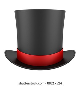 Black Gentleman Hat Cylinder Red Ribbon Stock Vector (Royalty Free ...