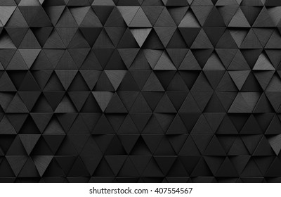 Black Triangular Abstract Background, Grunge Surface, 3d Rendering