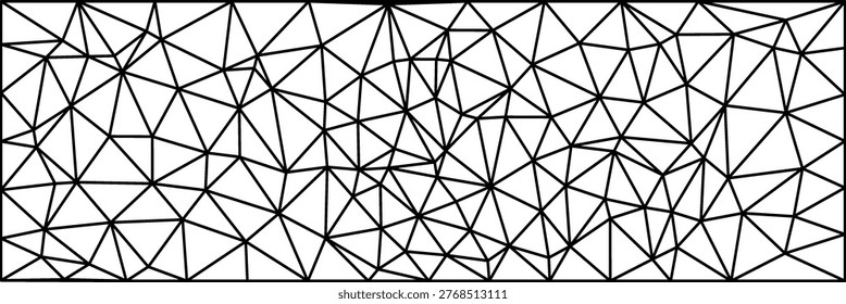 Black triangular mesh pattern on white background, delaunay triangulation grid
