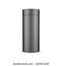 Black Tube Tin Can Thermos Mockup,  3d Rendering