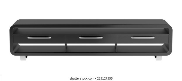 Black Tv Stand Isolated On White Background