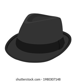 Black Vintage Fedora Noir Hat Isolated Stock Illustration 1980307148 ...