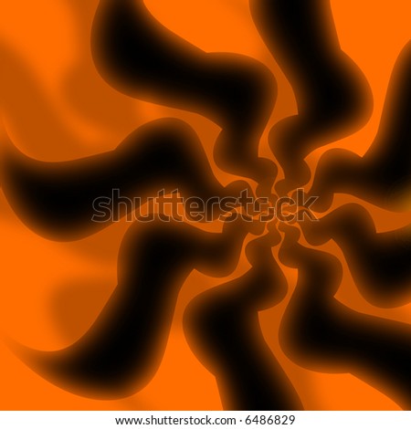 Black vortex of firey flames with black smoke rising