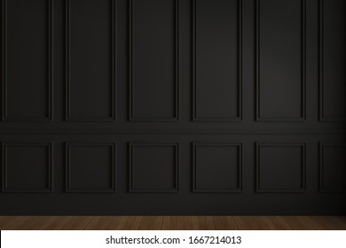 Black Wainscot Wall Blank Room