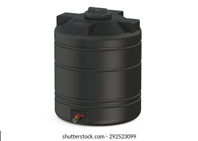 Black Water Tank  Isolated On White Background