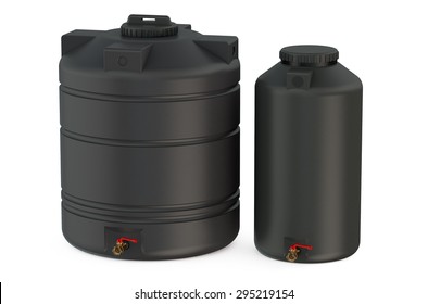 black water tanks isolated on white background