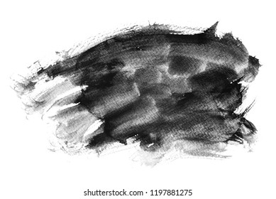 Black Watercolor Brush Stokes, Hand Drawing