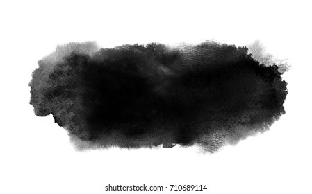 Black Watercolor Long Stain With Paint Blotch And Brush Stroke