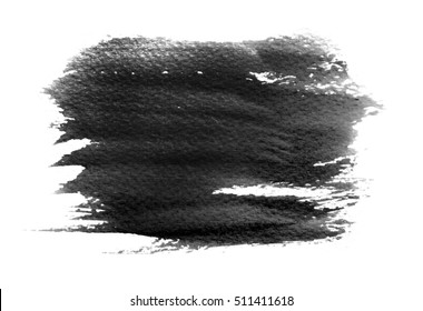 Black Watercolor Swatch Of Black Water Color Paint With Washes And Brush Stroke