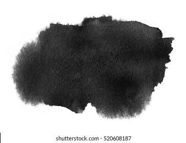 Black Watercolor Swatch Of Black Water Color Paint With Washes And Brush Stroke