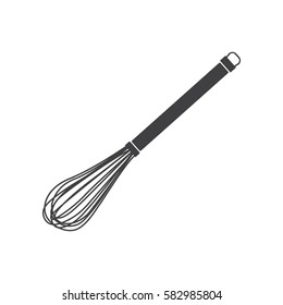 Black Whisk Icon On White Background.