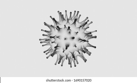 Black And White 3d Render Of Coronavirus Particle UI Data Visualization  