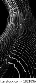 Black and white abstract background. Digital generative art.