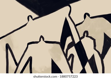 black and white Abstract bauhaus art style. Painting with with black and white. Graphic and modern art for print