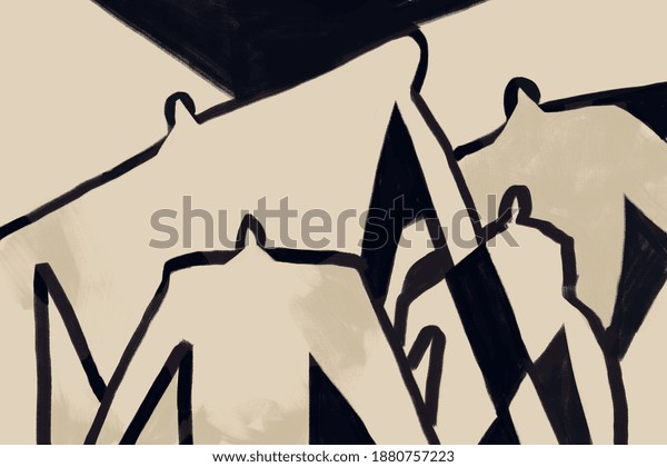 black and white Abstract Bauhaus art style. Painting with black and white. Graphic and modern art for print