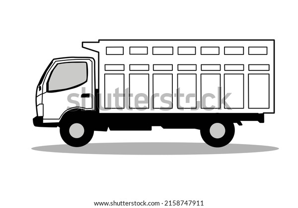 black and white abstract line art illustration\
truck car, medium car for\
cargo,