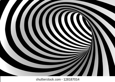 Black and white abstract tunnel.