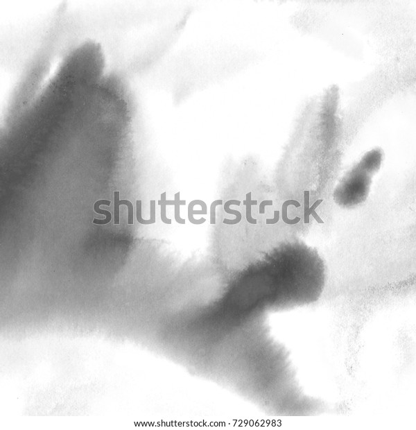 Black White Abstract Watercolor Background Hand Stock Illustration