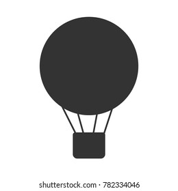 Black And White Air Balloon Or Airship Icon Isolated On Background. Steampunk Old Flying Machine In Dark Color. Simple Illustration Symbol