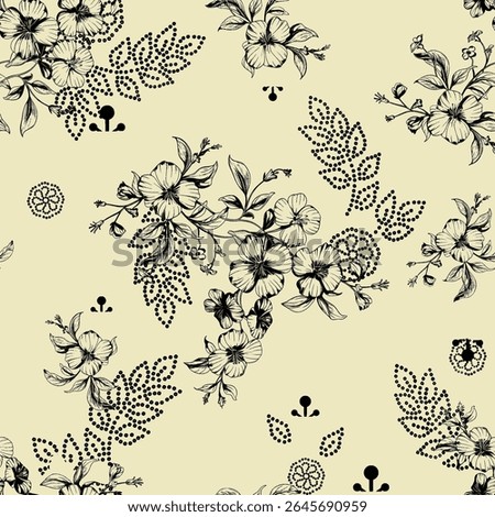 Black white allover andDigital Allover Pattern And yellow color flower mother collection