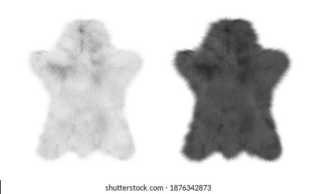 Black And White Animal Fur Techs Isolated On White Background In The Shape Of A Body. 3d Rendering.