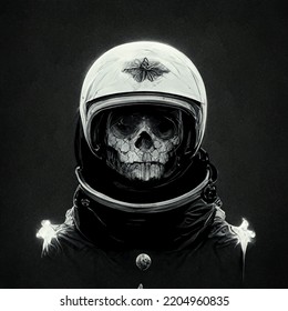 Black And White Astronaut Skull