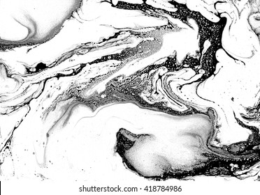 Black   white background  Ink   water  Beautiful texture for card  poster  invitation  Unusual abstract illustration  Horizontal image 