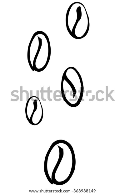 Black White Background Scattered Coffee Beans Stock Illustration