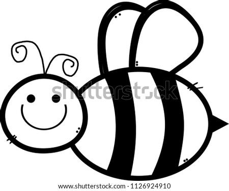 Black White Bee Clip Art Stock Illustration 1126924910 - Shutterstock