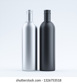 Black White Blank Aluminum Bottle Isolated On A Limbo