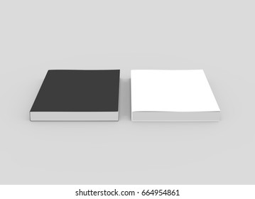 black and white blank elevated view 3d rendering thick books, isolated light gray background - Shutterstock ID 664954861
