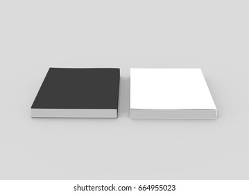 black and white blank elevated view 3d rendering thick books, isolated light gray background - Shutterstock ID 664955023