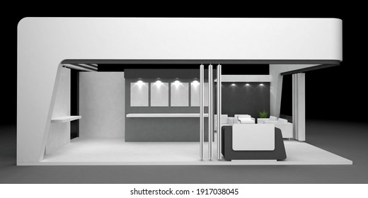 Black And White Booth Design 3d Render