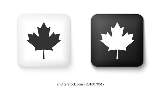 Black And White Canadian Maple Leaf Icon Isolated On White Background. Canada Symbol Maple Leaf. Square Button. .