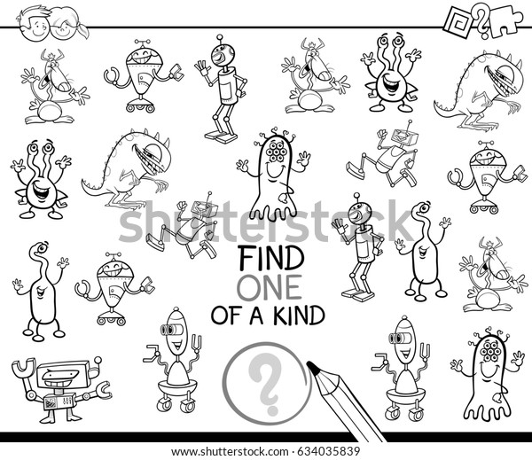 Black White Cartoon Illustration Find One Stock Illustration 634035839 